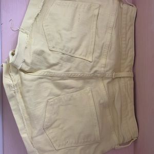 Yellow button up jean shorts